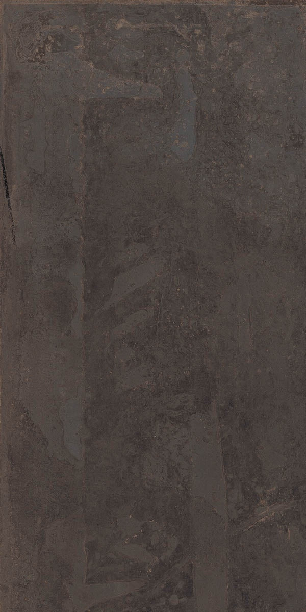 Black matte porcelain tile with a textured metallic finish, exuding urban elegance and industrial sophistication.