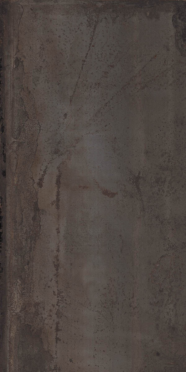 Black matte porcelain tile with a textured metallic finish, exuding urban elegance and industrial sophistication.