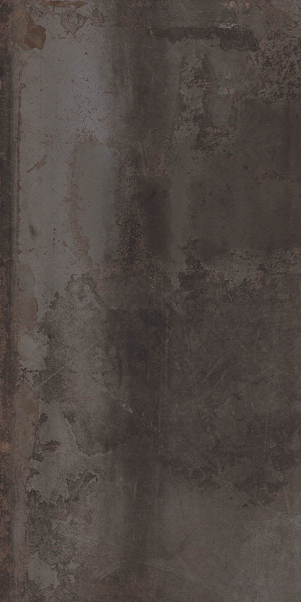 Black matte porcelain tile with a textured metallic finish, exuding urban elegance and industrial sophistication.