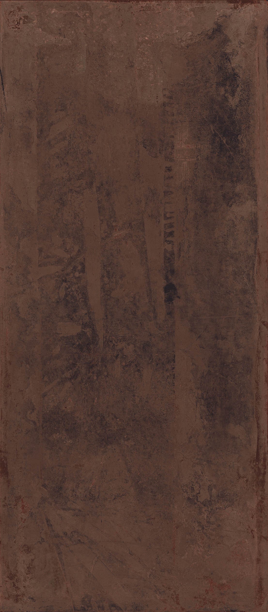 Matte brown porcelain wall tile with a textured metallic finish, exuding urban elegance and industrial sophistication.
