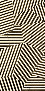 Rectified porcelain wall tile with bold zebra striping in high-contrast black and white, embodying art deco glamour and modern luxury.