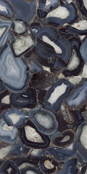 Luxurious agate-inspired porcelain tile in deep blue with refined veining, semi-matte finish, and timeless elegance for sophisticated interiors.