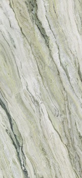 A refined green-grey marble-effect porcelain tile with golden veining, semi-glossy finish, and timeless elegance for luxurious interiors.