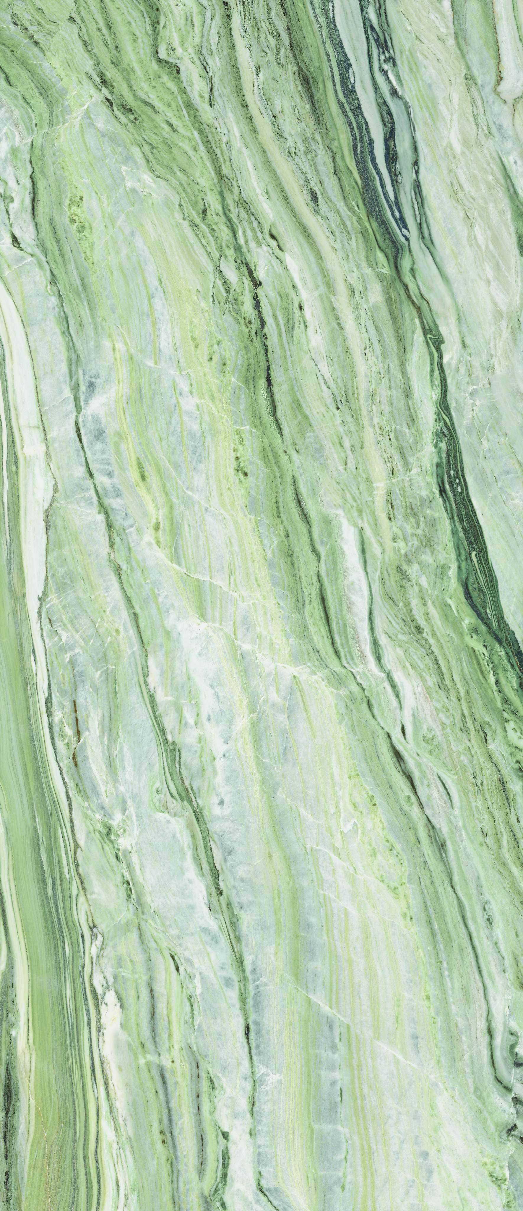 AESTHETICA: Green Grey Golden Lighting Marble Bullnose Flat Porcelain Tile Accessory (2 3/8"x47 1/4"x6.5mm | matte)
