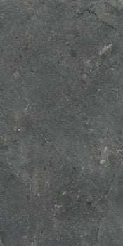 Dark grey porcelain wall tile with a textured matte finish, evoking natural stone in a bold, contemporary design for sophisticated interiors.