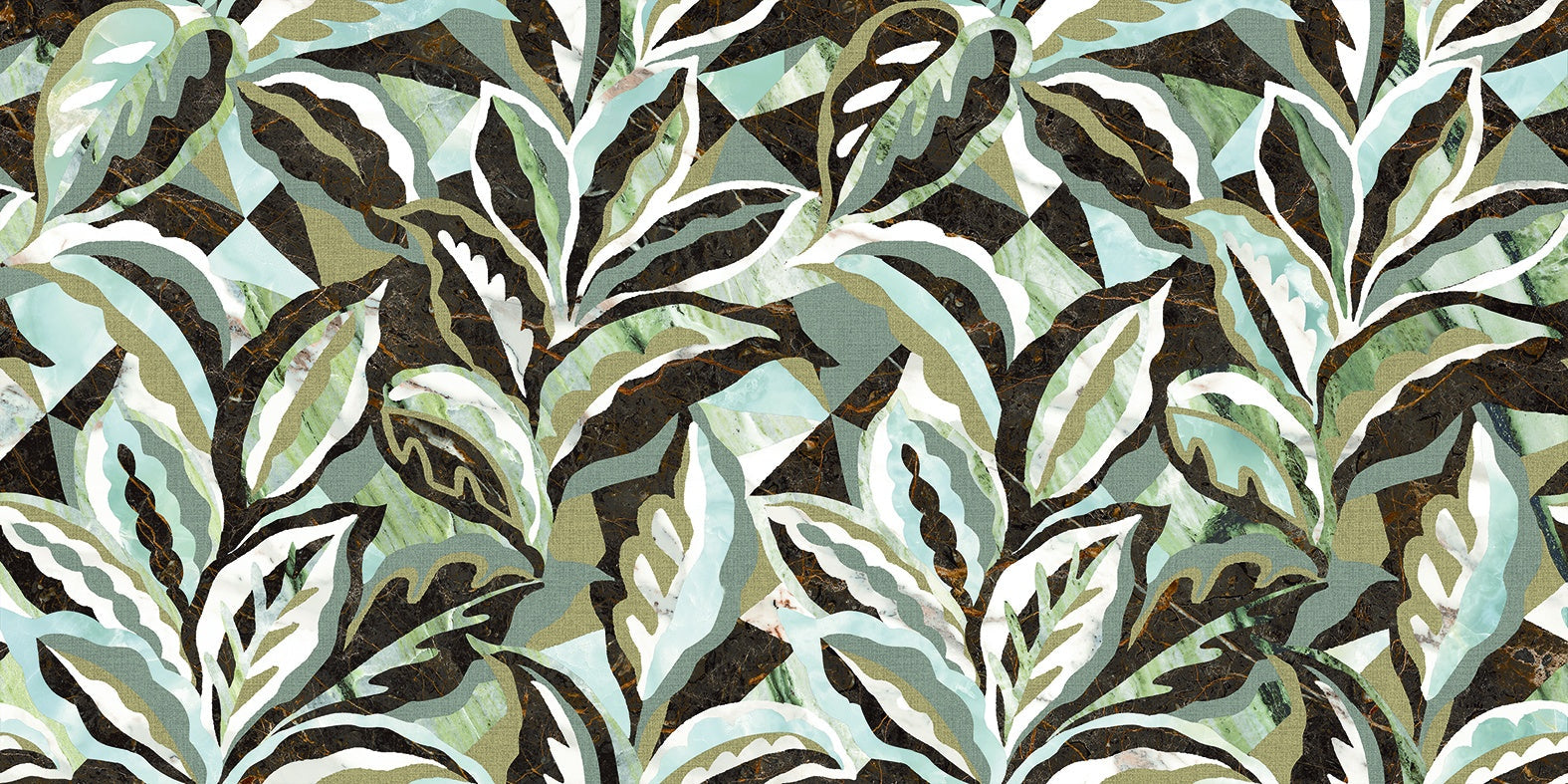 Luxurious botanical-inspired porcelain wall tile in soft beige and brown, semi-glossy finish, embodying timeless elegance and refined artistry.