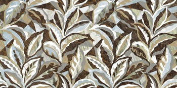Luxurious botanical-inspired porcelain wall tile in soft beige and brown, semi-glossy finish, embodying timeless elegance and refined artistry.