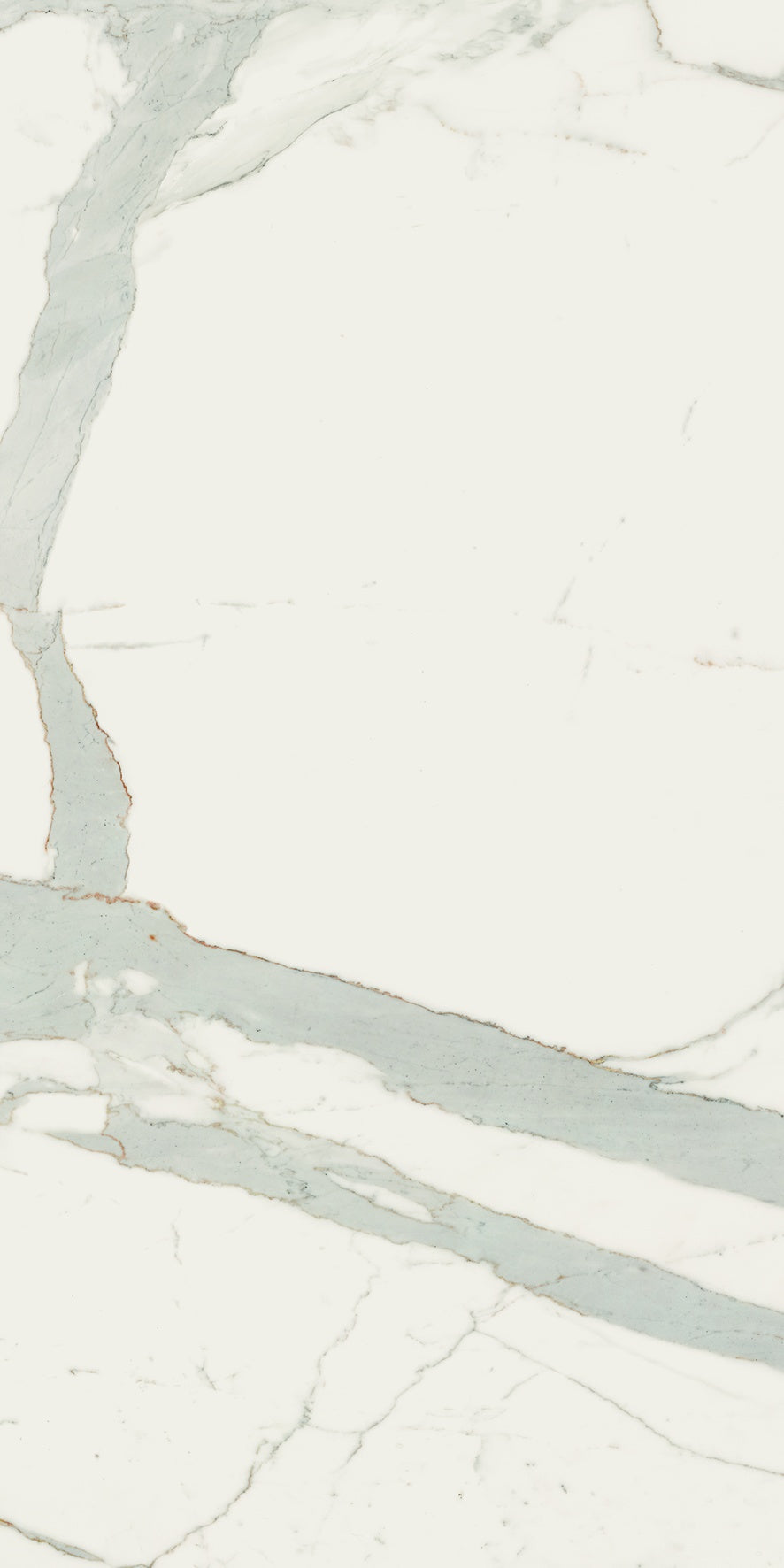 Rectified matte porcelain tile in Calacatta marble-inspired white with subtle veining, exuding serene minimalist luxury.