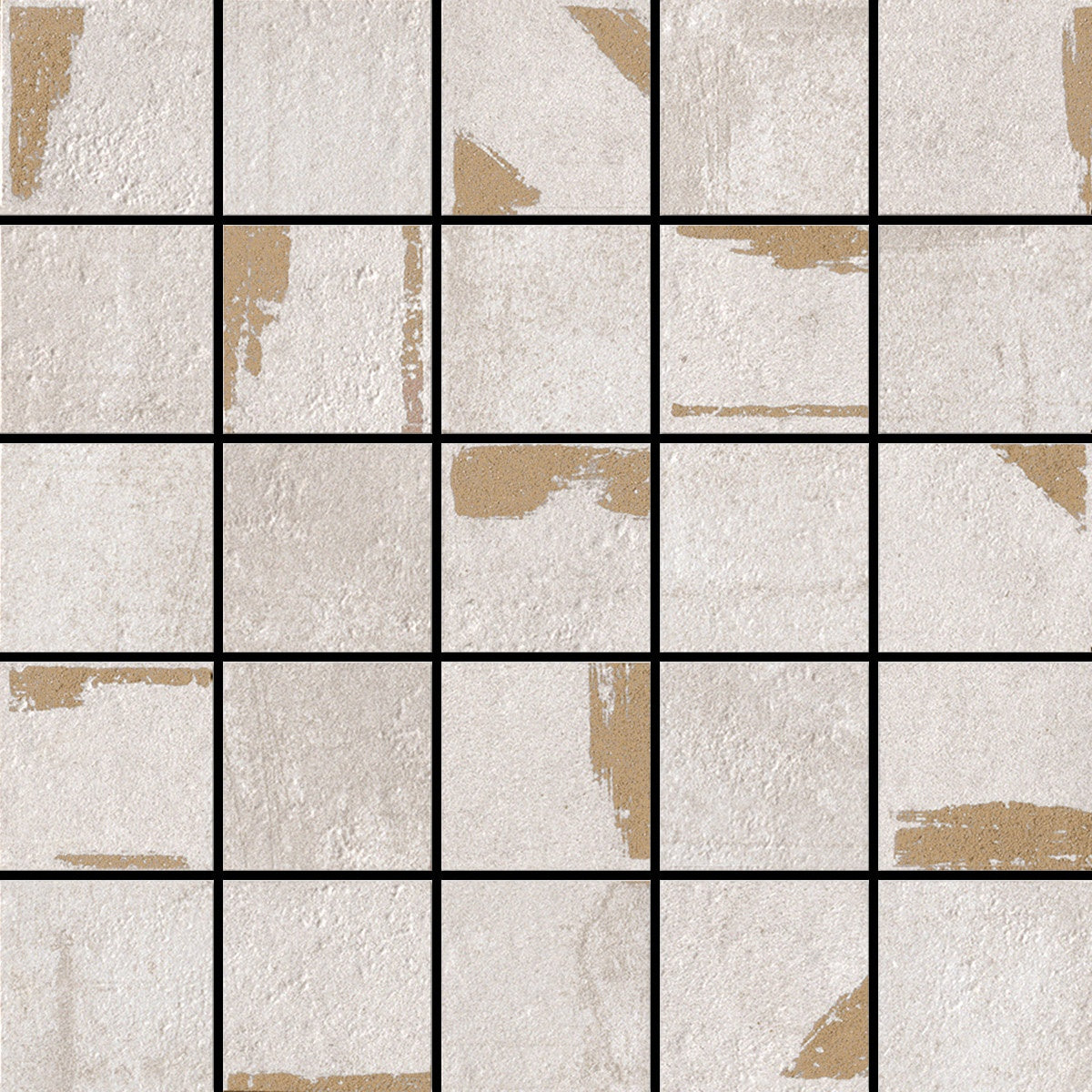 Matte white porcelain tile with a contemporary deco pattern, exuding timeless elegance and handcrafted charm in a warm, earthy square format.