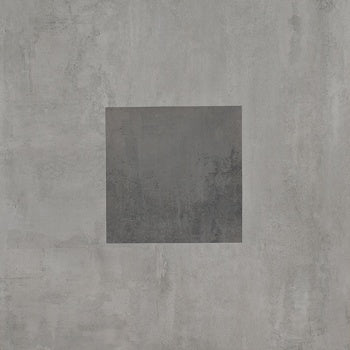 Square matte porcelain tile with soft gray tones and subtle wood-effect inlay, exuding minimalist elegance and refined contemporary luxury.