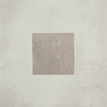 A square matte porcelain tile with a refined white surface and subtle wood-effect inlay, exuding minimalist sophistication and modern elegance.