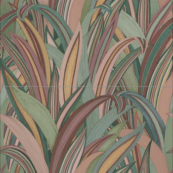 Luxurious matte green porcelain wall tile with contemporary deco pattern, exuding artistic sophistication and refined warmth.