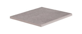 Square matte gray porcelain border with a refined wood-inlay effect, exuding rustic sophistication and warm minimalist serenity.