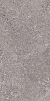 Matte gray porcelain wall tile with soft wood-effect inlay, evoking minimalist serenity and natural elegance in a refined, earthy palette.