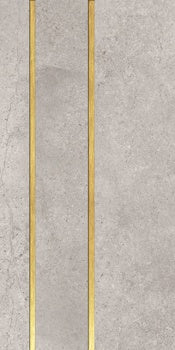 Soft silver-gray porcelain wall tile with matte finish and subtle wood inlay, radiating minimalist elegance and warm sophistication.
