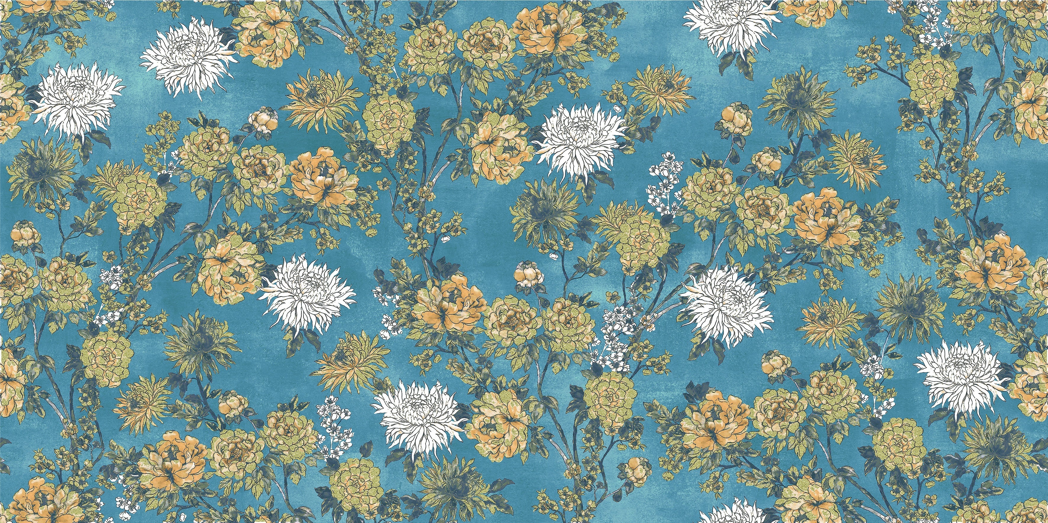 Matte turquoise porcelain wall tile with refined contemporary deco pattern, evoking artistic elegance and warm sophistication.
