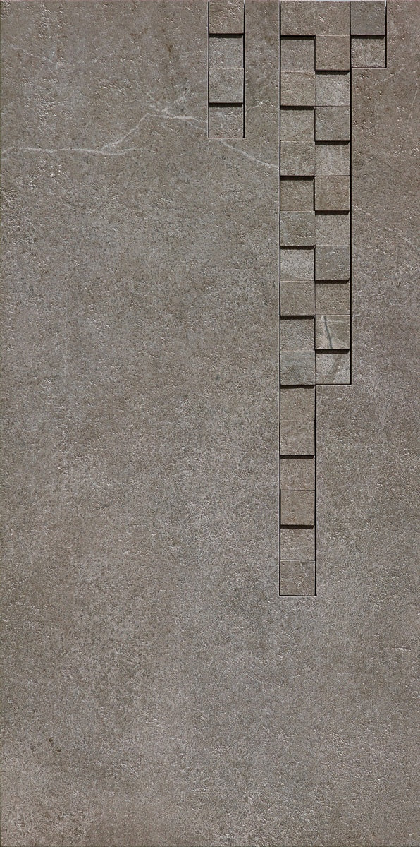 Rectified matte gray porcelain tile with refined minimalist lines, embodying understated Italian luxury for contemporary interiors.