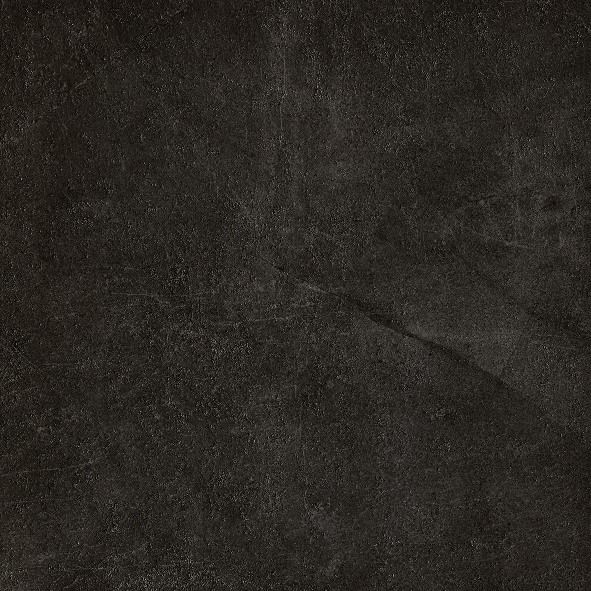 Matte dark grey porcelain tile with refined minimalist elegance, smooth rectified edges, and understated urban sophistication.