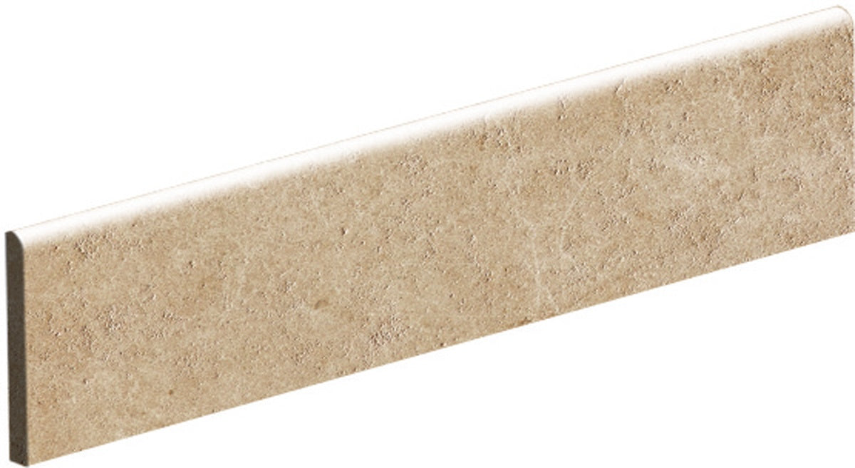 Elegant matte beige porcelain bullnose trim with clean rectified edges, blending minimalist sophistication and high-tech refinement.