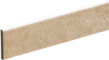 Elegant matte beige porcelain bullnose trim with clean rectified edges, blending minimalist sophistication and high-tech refinement.