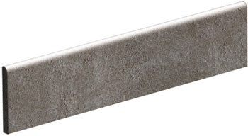 Sleek dark gray porcelain bullnose trim with a refined matte finish and clean rectified edges for minimalist luxury interiors.