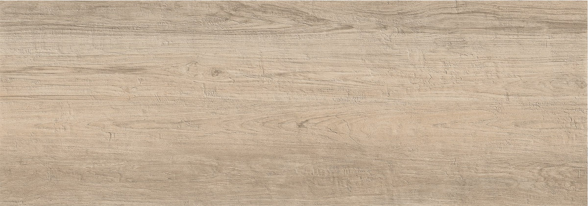 Elegant reclaimed wood-look porcelain tile in warm almond, with a matte, textured finish and refined vintage charm.