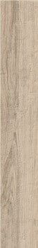 Handcrafted porcelain plank with warm almond tones and reclaimed wood texture, evoking rustic elegance and timeless sophistication.