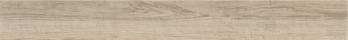 Aged almond wood-look porcelain plank with warm, textured grain and rustic elegance, evoking timeless charm.