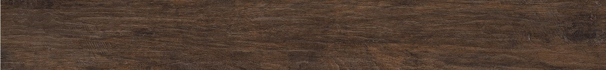 Dark brown porcelain plank with rich reclaimed wood texture, matte finish, and sophisticated rustic elegance for timeless interiors.