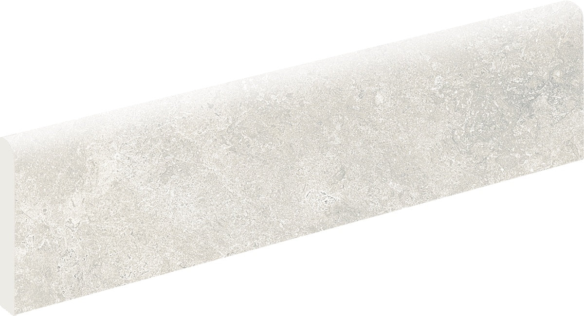 Sleek almond porcelain bullnose trim with refined semi-matte texture, blending modern elegance with timeless sophistication.