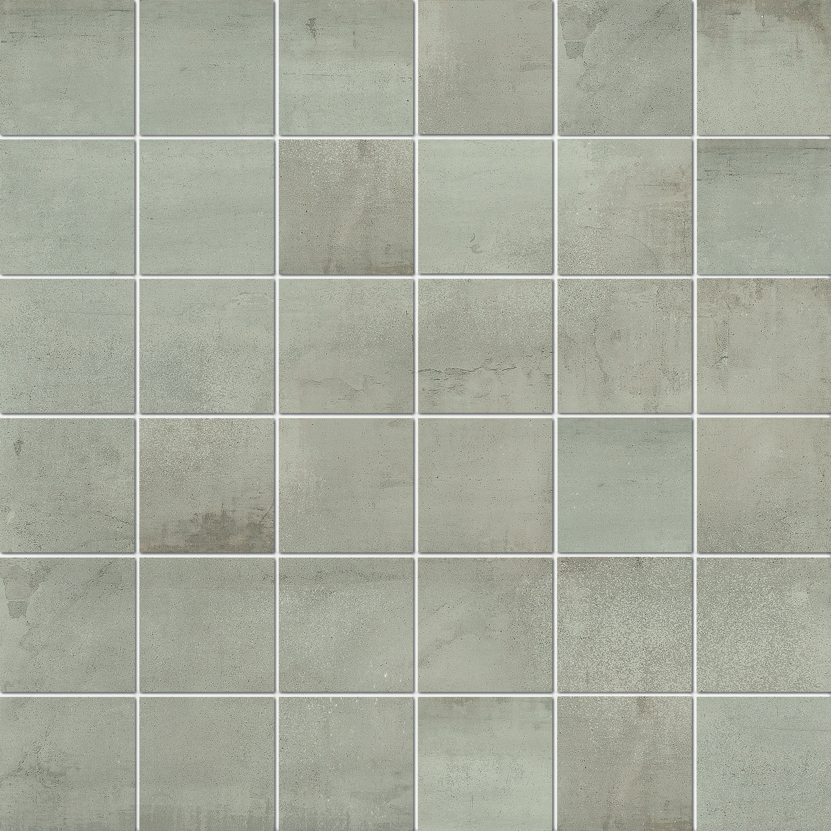 Matte beige porcelain mosaic with soft resin-like texture and subtle wood-effect inlay, exuding minimalist elegance and refined versatility.