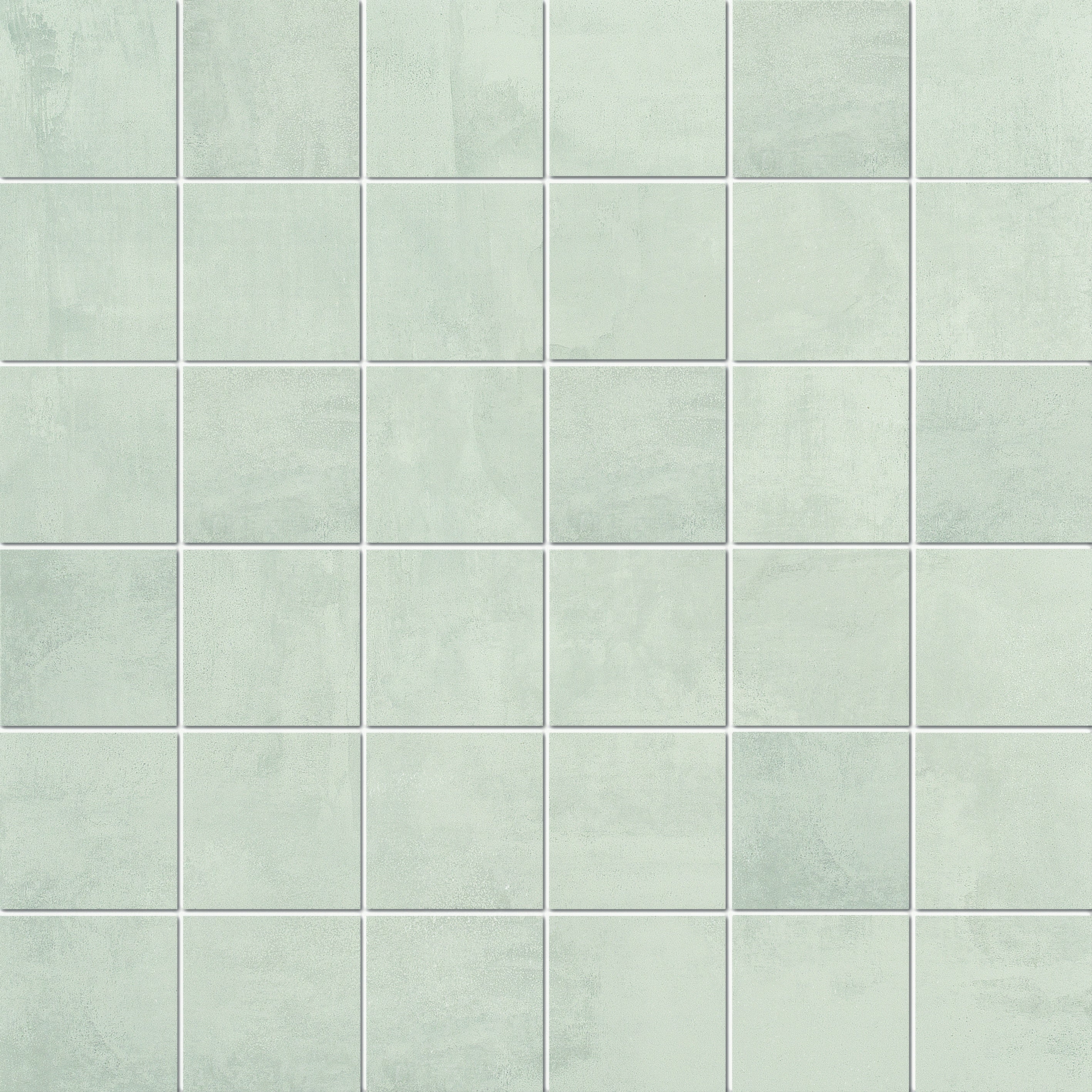 Matte white porcelain mosaic with subtle wood-effect inlay, exuding minimalist refinement and contemporary resin-like elegance.