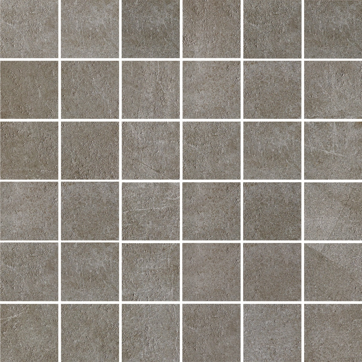 Sleek matte gray porcelain mosaic with refined interlocking squares, embodying minimalist elegance and understated urban sophistication.