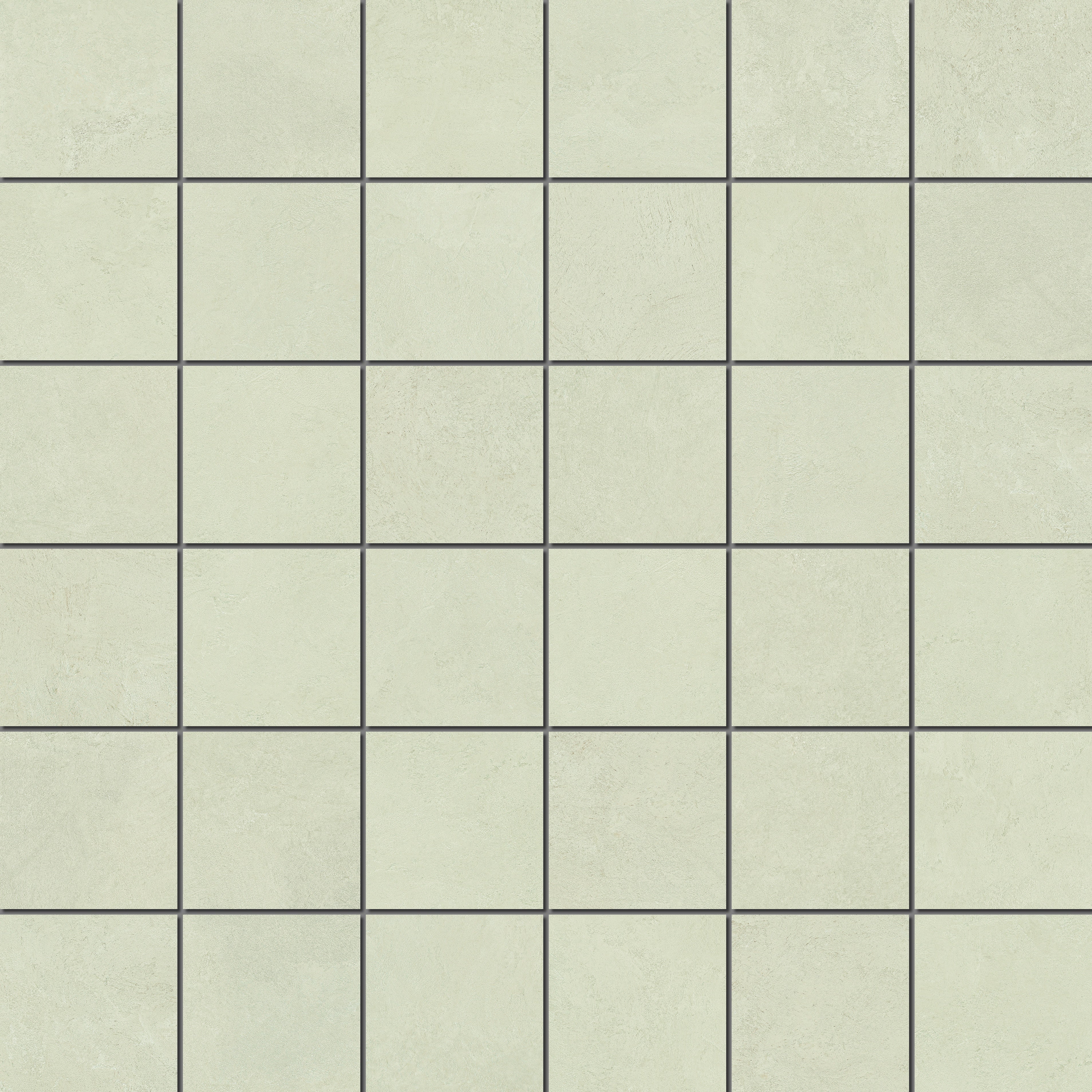 Matte almond porcelain mosaic with warm plaster-like texture, minimalist straight-stack design for serene, sophisticated spaces.