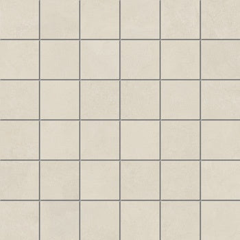 Matte almond porcelain mosaic with warm plaster-like texture, minimalist straight-stack design for serene, sophisticated spaces.
