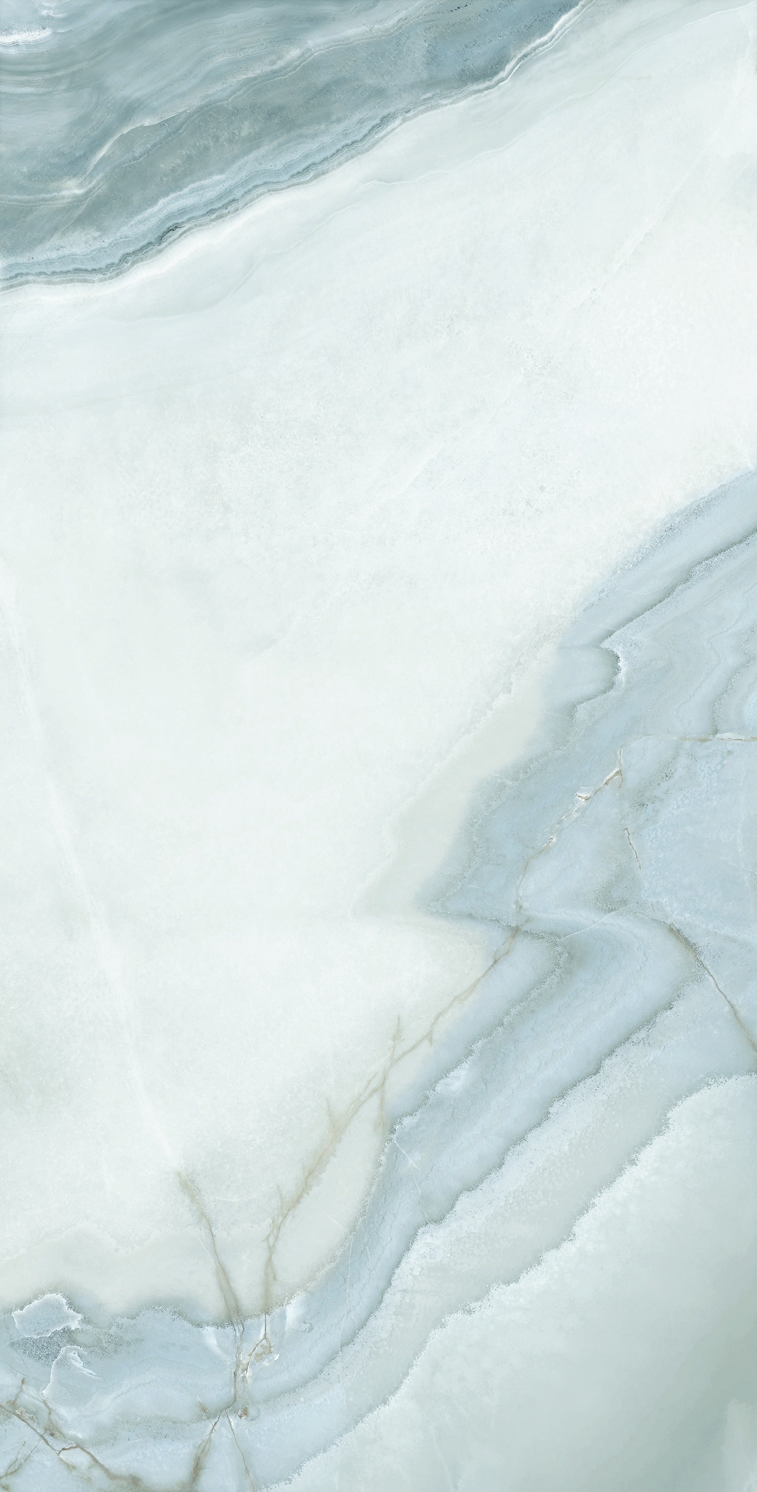 Luxury porcelain tile with agate-inspired veining in soft white, semi-gloss finish, evoking natural stone elegance.
