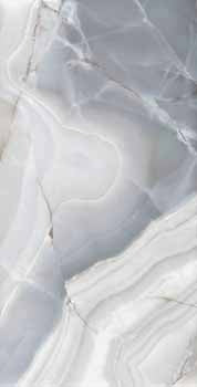 Luxury porcelain tile with agate-inspired veining in soft white, semi-gloss finish, evoking natural stone elegance.