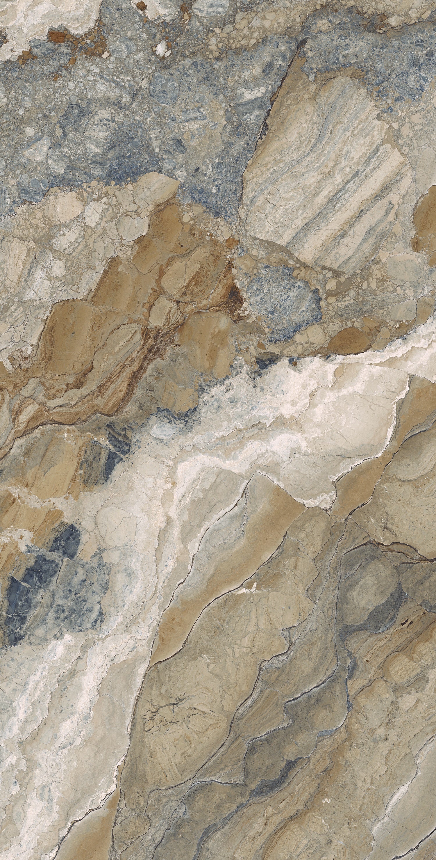 Luxurious travertine-effect porcelain tile in warm brown with subtle veining, semi-glossy finish, and refined rectified edges.