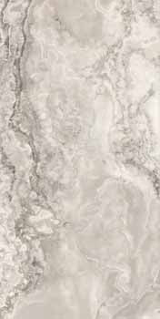 Luxurious matte porcelain tile with refined travertine-inspired veining in soft gray, exuding timeless elegance and artisanal warmth.