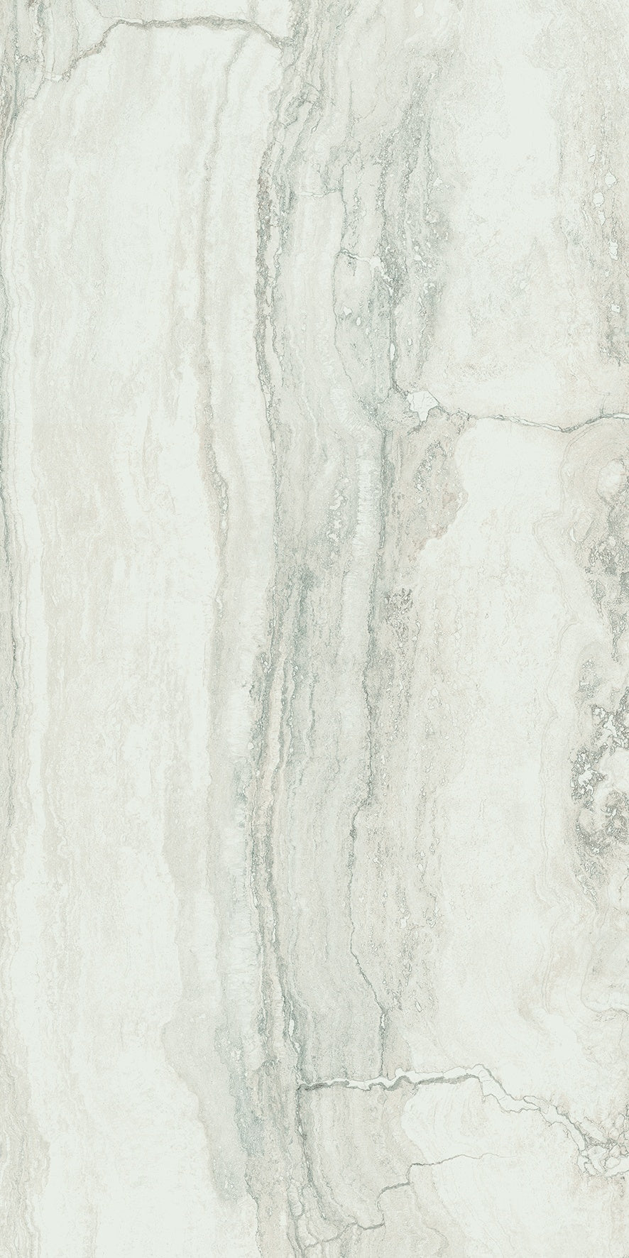 Large-format white porcelain tile with soft travertine texture in a refined matte finish, exuding serene minimalist luxury.