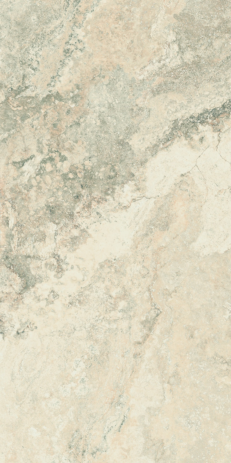 Elegant almond-toned porcelain bullnose trim with refined travertine texture for seamless luxury transitions.