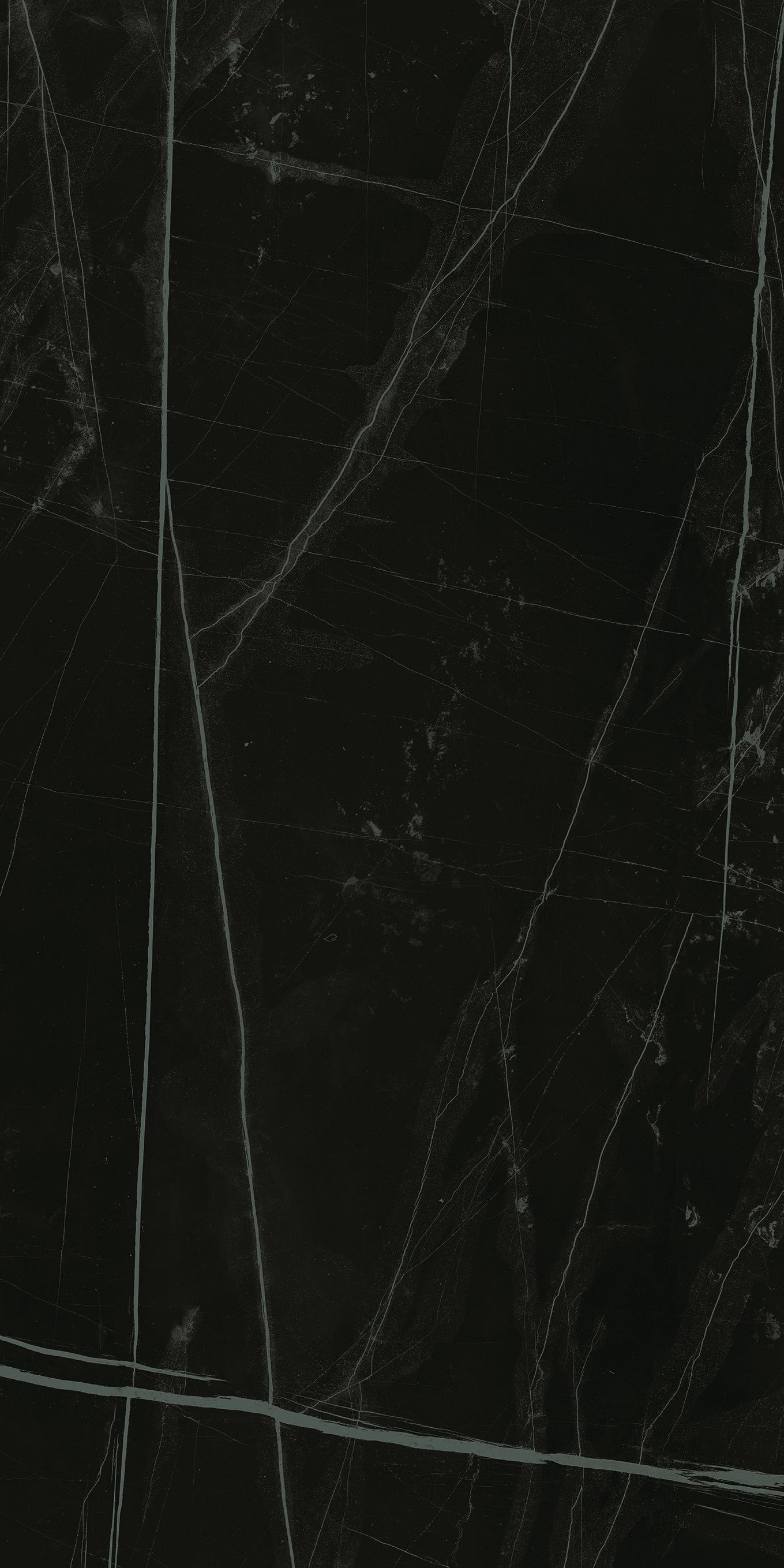 Luxurious black marble-effect porcelain tile with elegant gold-enhanced veining, timeless sophistication for refined interiors.