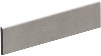 Minimalist grey porcelain bullnose trim with a soft matte finish and refined 3D texture, blending sleek contemporary elegance with urban sophistication.