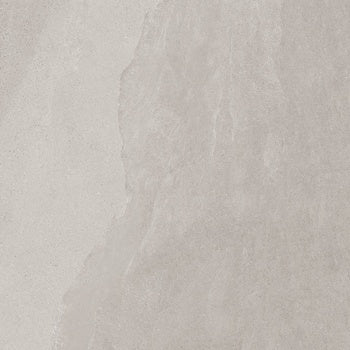 Softly textured white porcelain tile with organic slate-like ripples and subtle furrows, evoking serene stone forest elegance.