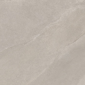 Softly textured beige porcelain bullnose trim with organic slate ripples and a matte, stone-forest inspired finish.