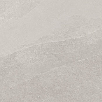 A matte white porcelain tile with soft ripples and weathered furrows, evoking the serene beauty of ancient stone forests.