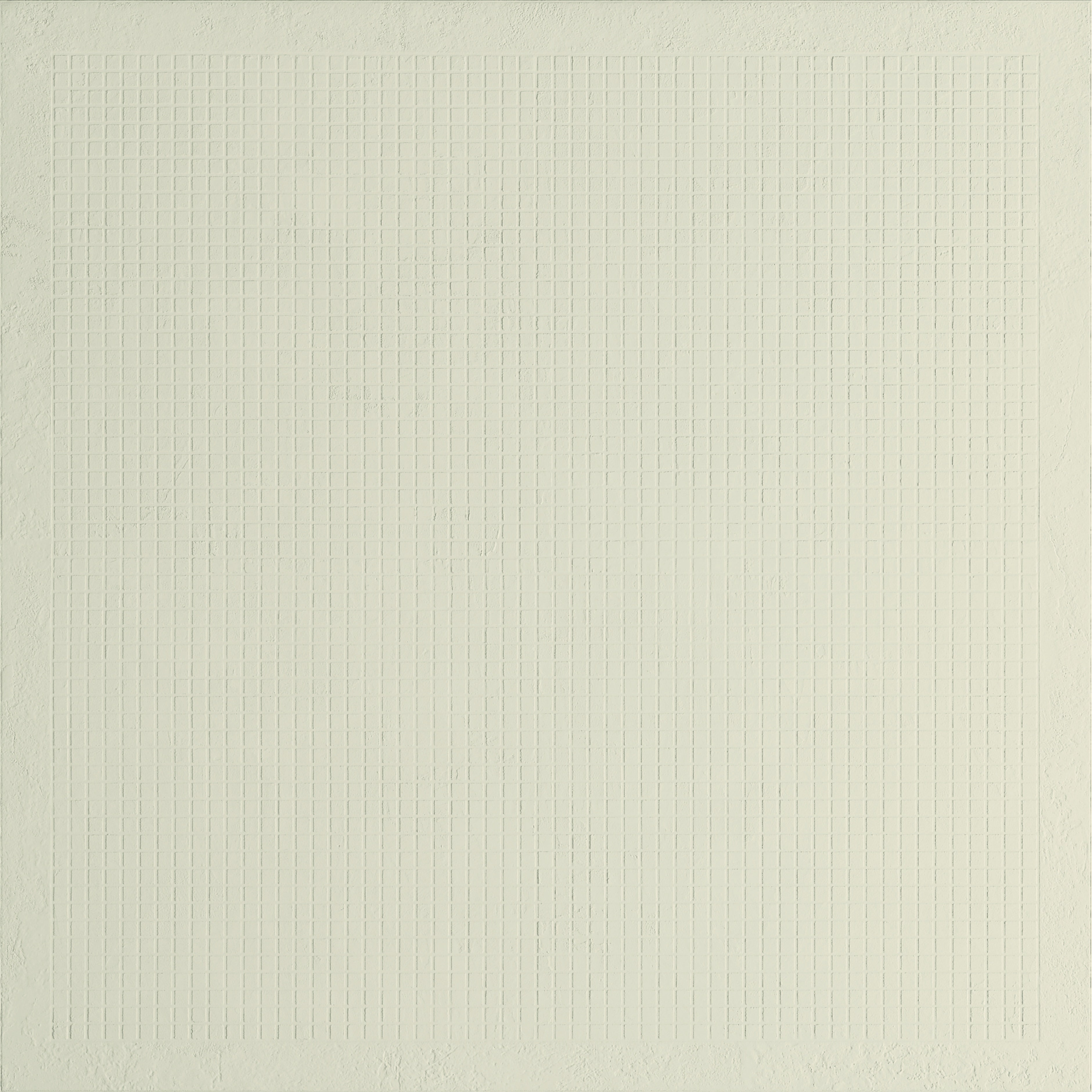 A textured white porcelain tile with brutalist charm, featuring an industrial mesh pattern for raw, minimalist elegance. Matte, unglazed, and architecturally bold.