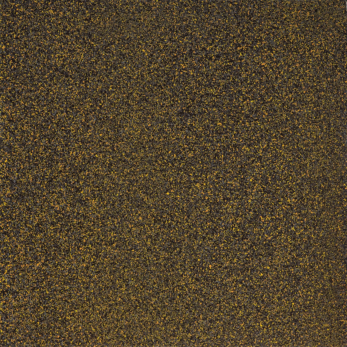 Luxurious terrazzo-look porcelain bullnose trim in rich yellow with elegant chips and flakes, exuding timeless sophistication.