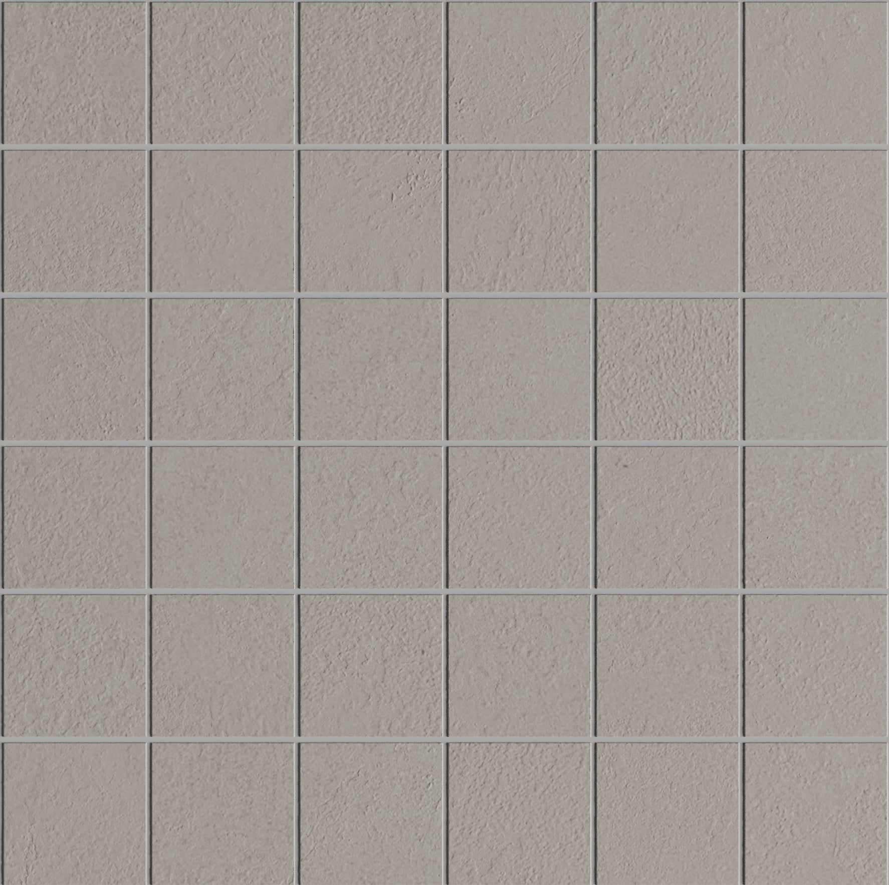 Industrial-chic greige porcelain mosaic with raw concrete texture, matte finish, and interlocking straight-stack design for bold, timeless spaces.