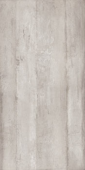 A textured matte porcelain tile in soft silver-gray, evoking refined industrial elegance with subtle lined concrete detailing.